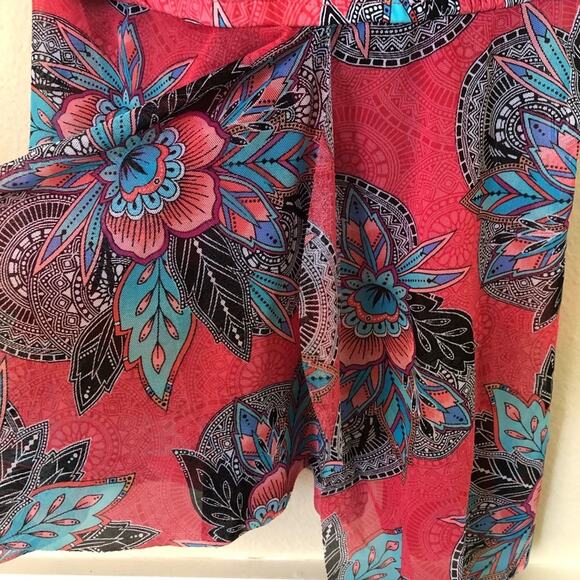 Swim Tankini Top Wrap Sheer Boho Feather Woman’s Size 6 - Picture 3 of 6